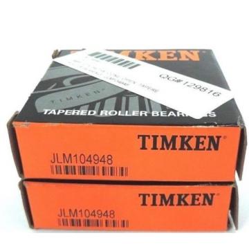 LOT OF 2 NIB TIMKEN JLM104948 BEARING TAPERED ROLLER INNER CONE 1.9685X.847INCH