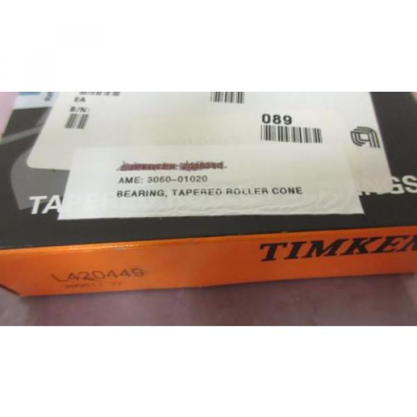 AMAT 3060-01020, Bearing, Tapered Roller Cone, 4 Bore, Timken, 410408 #9 image