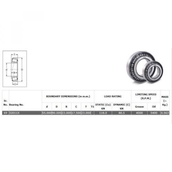 32011 Single Row Tapered Roller bearing. High End product. Quantities available. #2 image